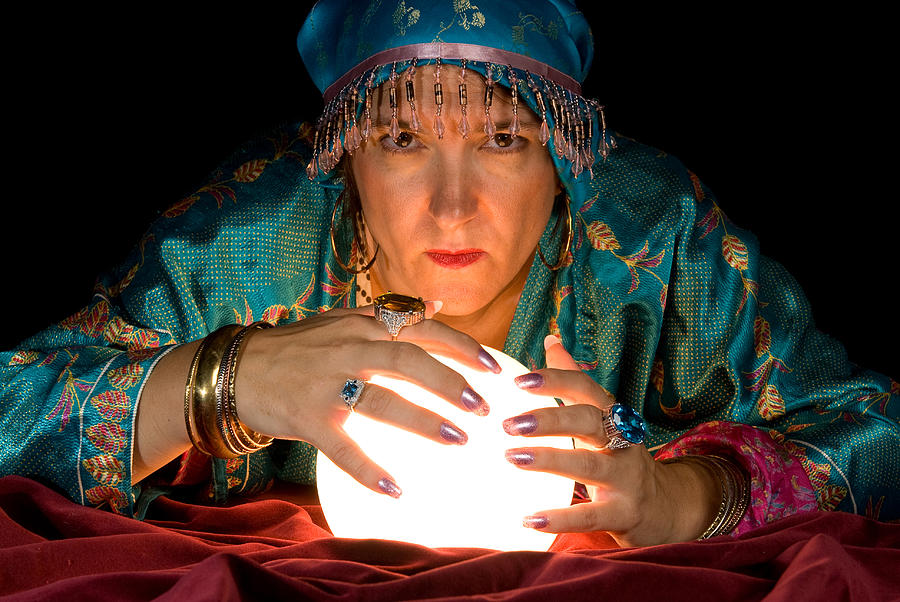 Fortune teller and crystal ball