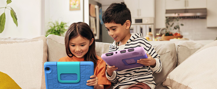 Children playing on tablets