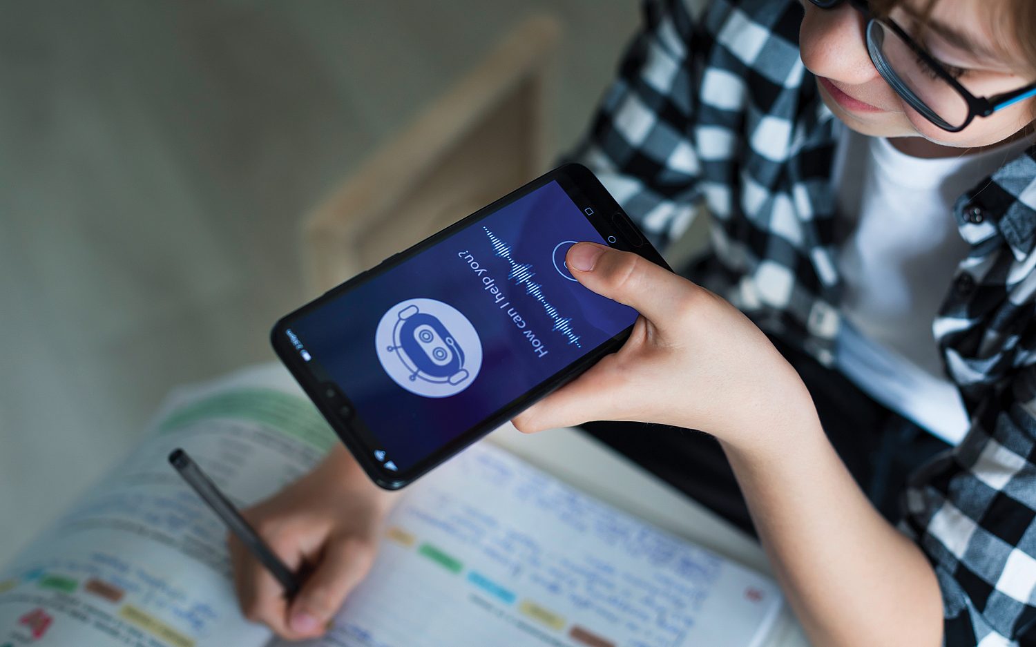 Student working with ai tech chatgpt to do her school work
