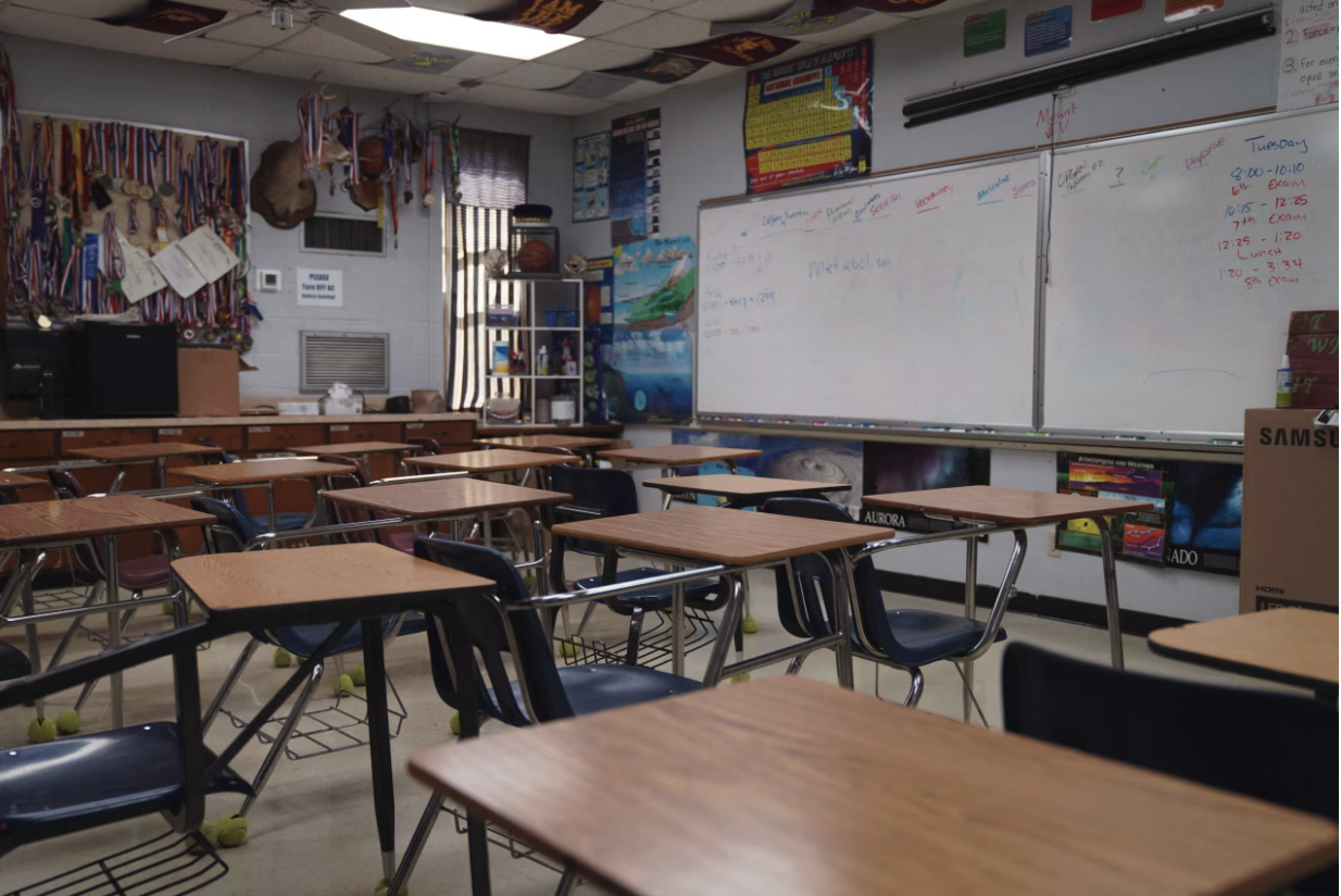 An empty classroom in utopia tx