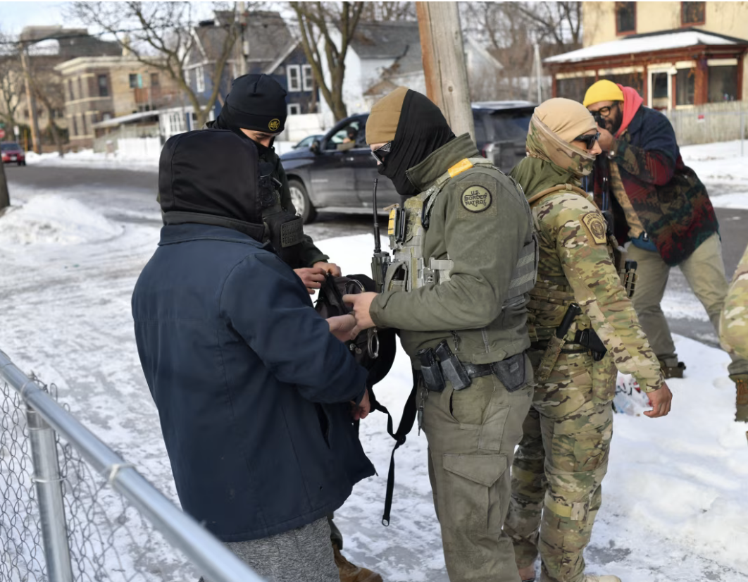 Customs and border protection agents arrest a man in mn