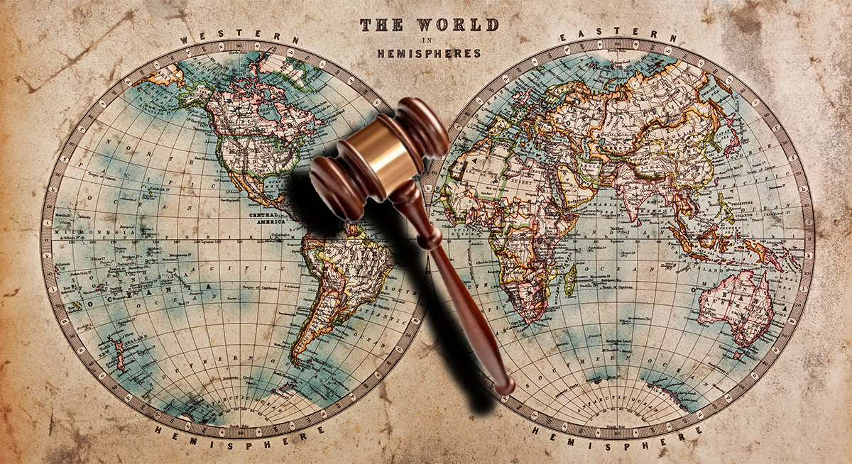 World hemispheres map gavel 1