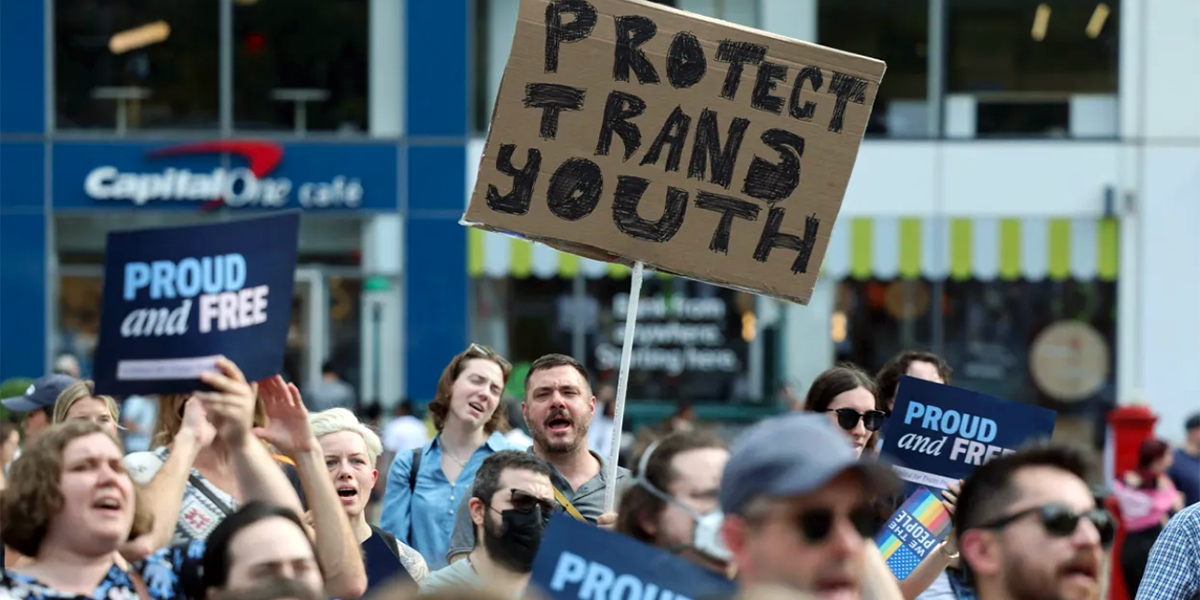 Pro transgender protesters