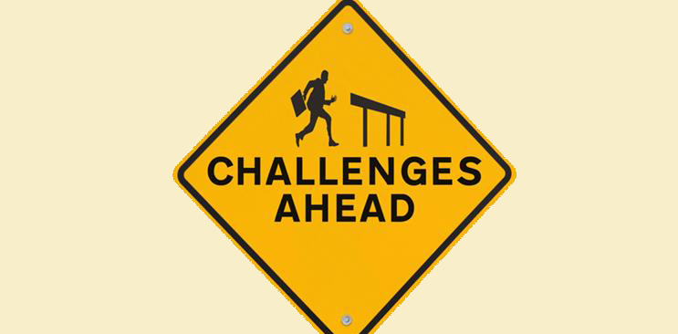 Challenges ahead caution sign 1