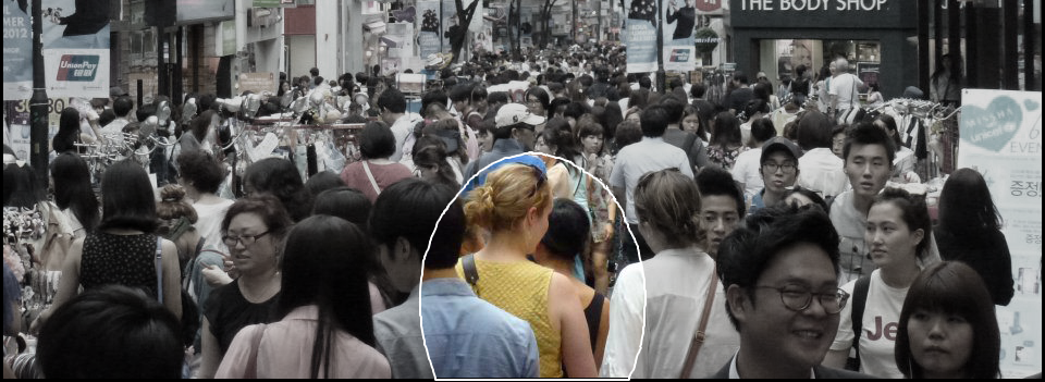 In a crowd