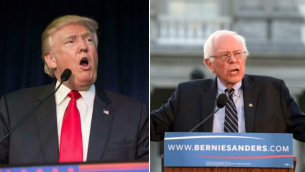 Trump sanders splitscreen