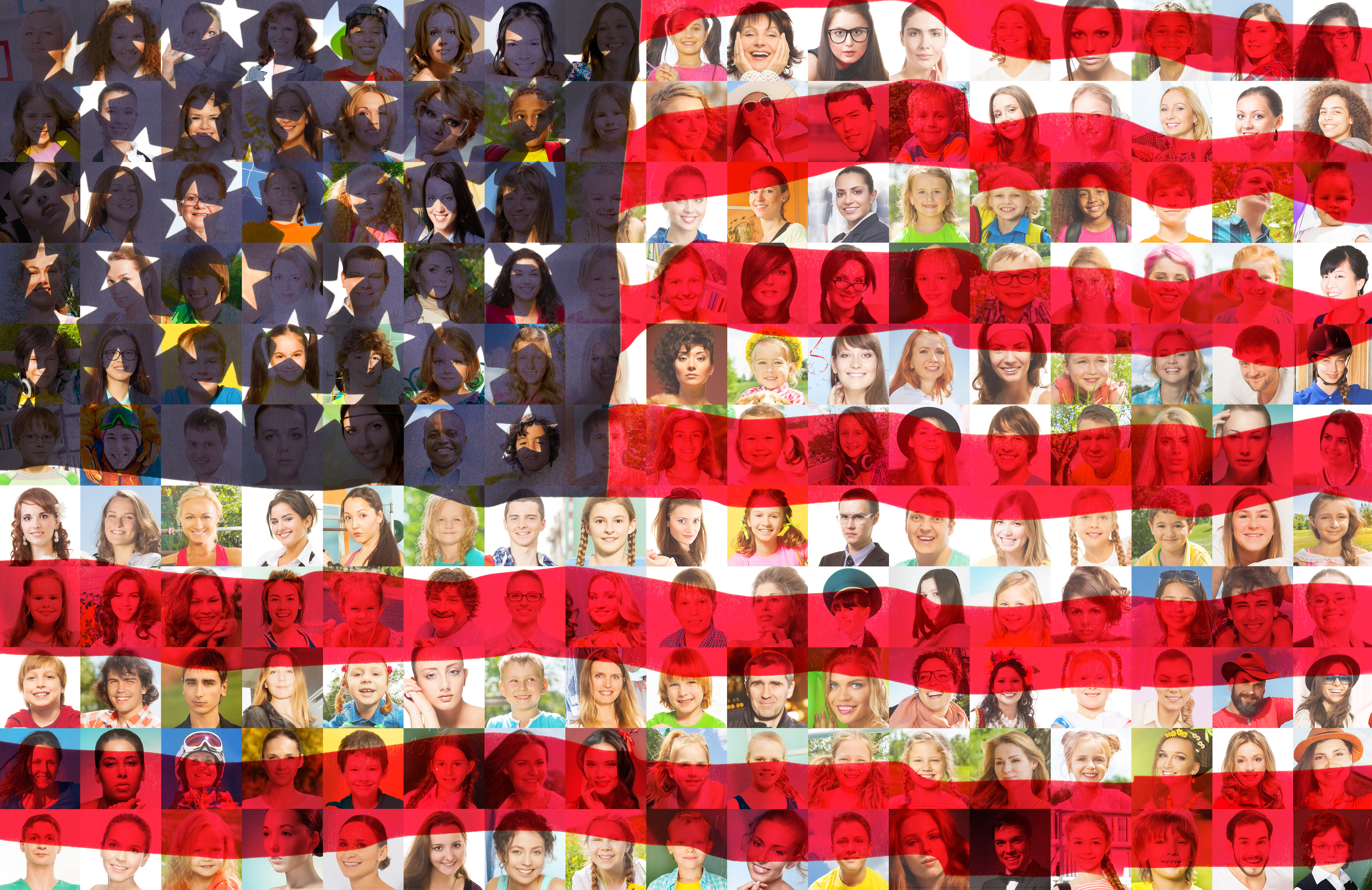 Us flag w citizen faces