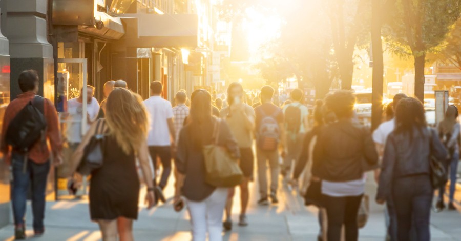 Crowded sidewalk