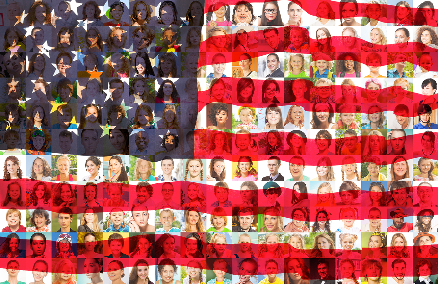 Us flag w citizen faces