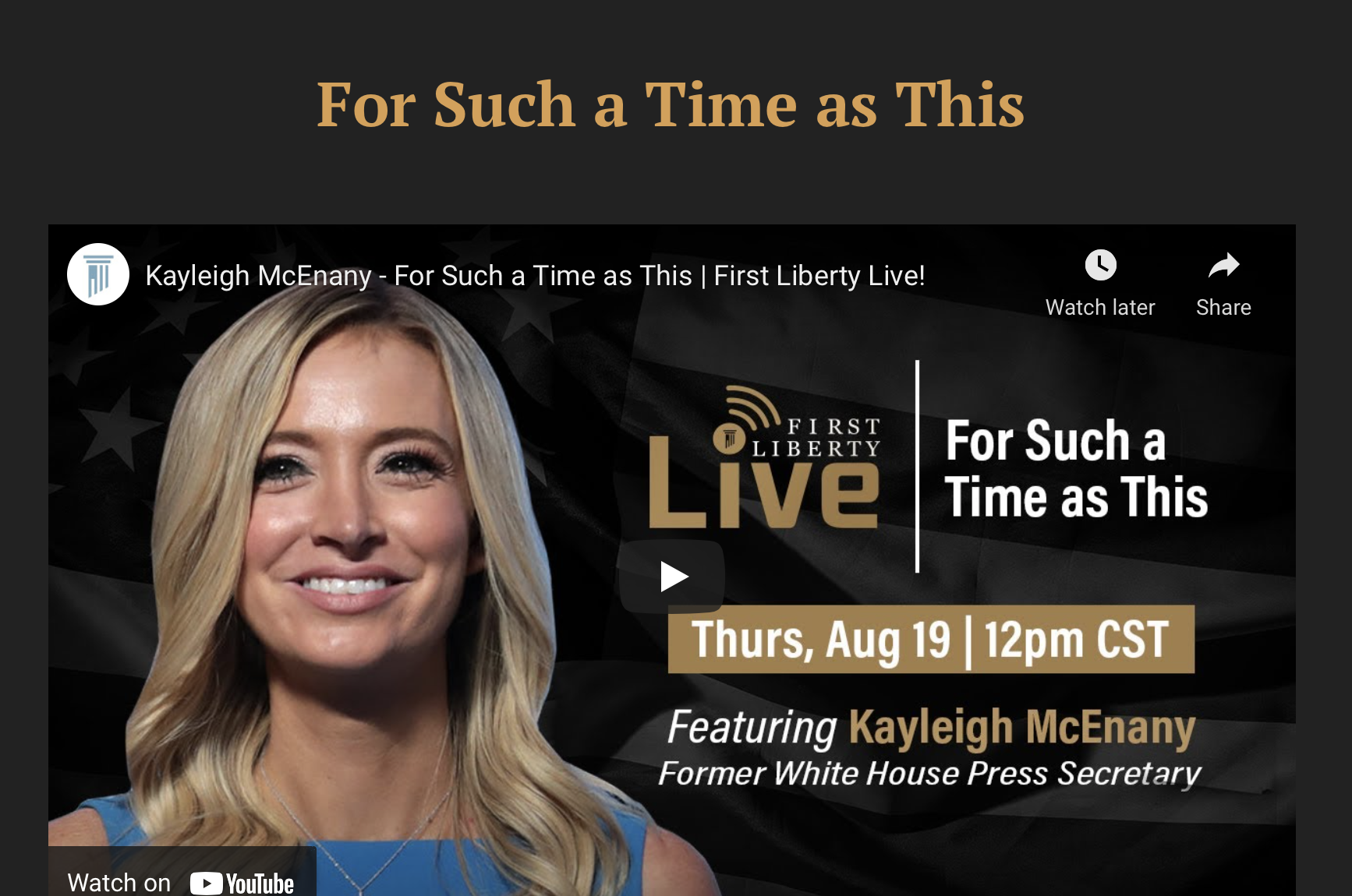 First Liberty Live: Kayleigh McEnany