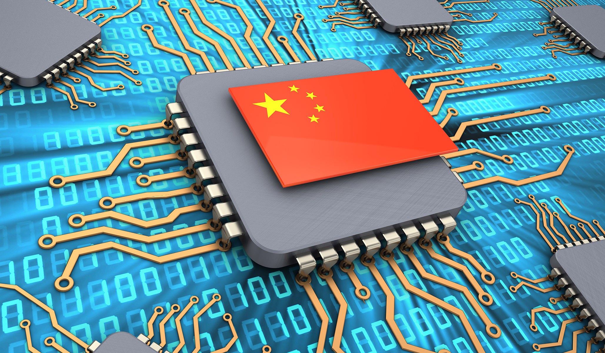 Computer chip w chinese flag