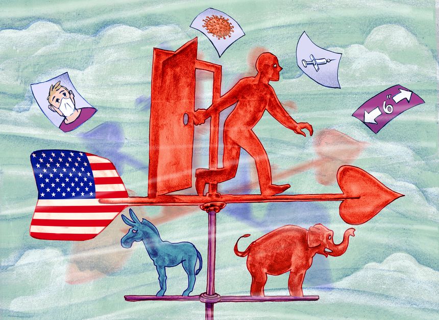 Political wind blowing right graphic