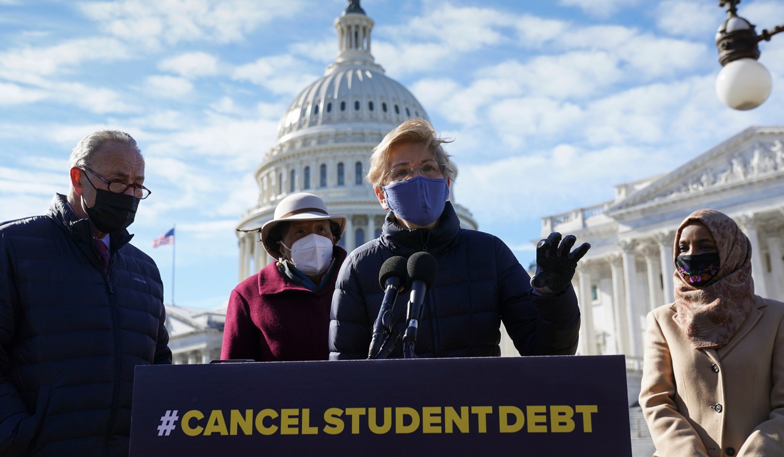 Warren schumer omar cancel student debp