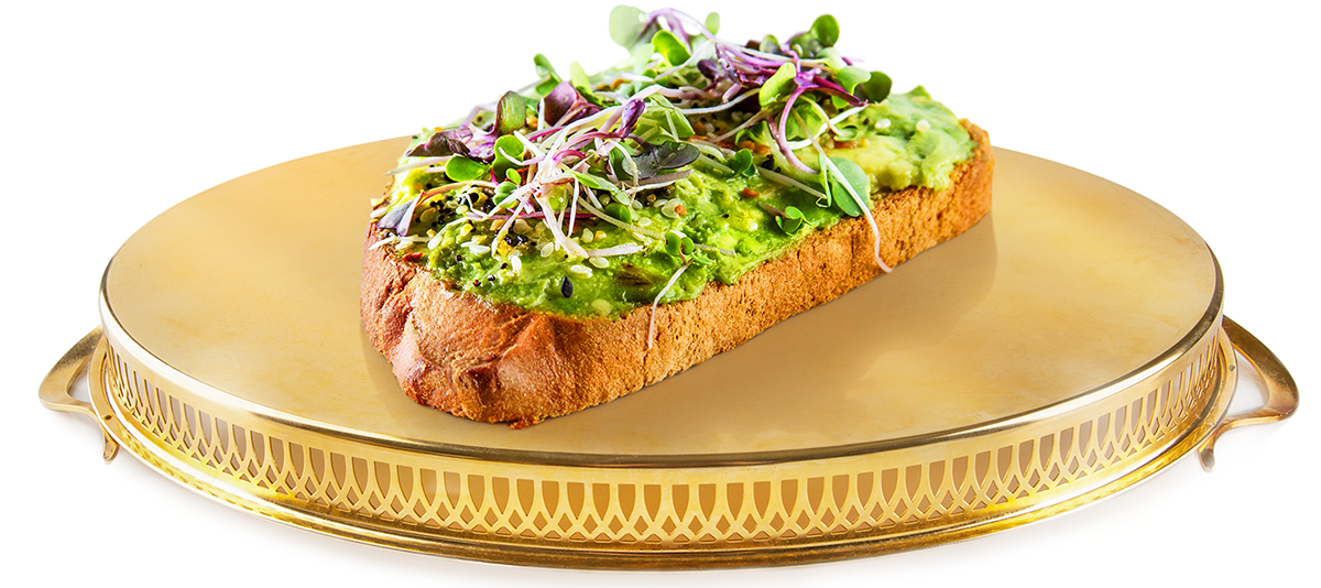 Fancy avocado toast gold platter