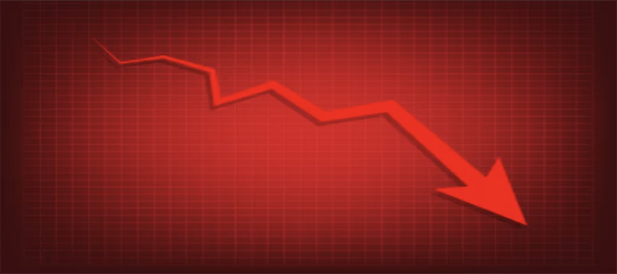 Graph red downward arrow