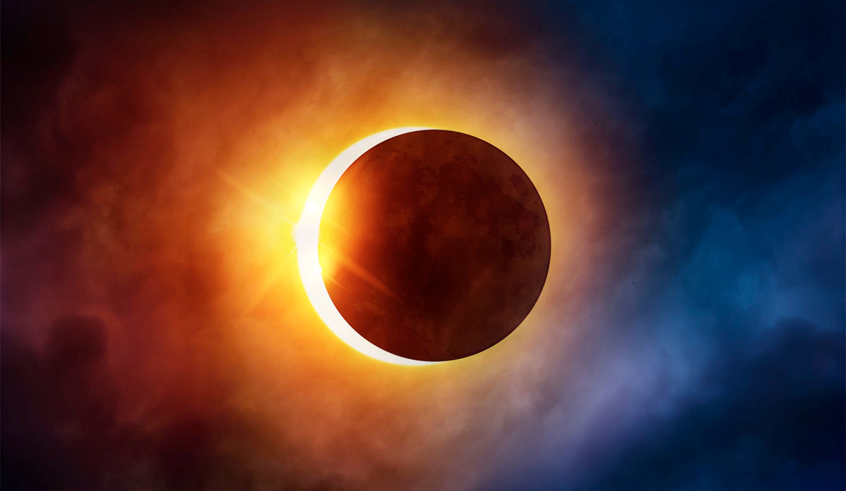 Solar eclipse colored image