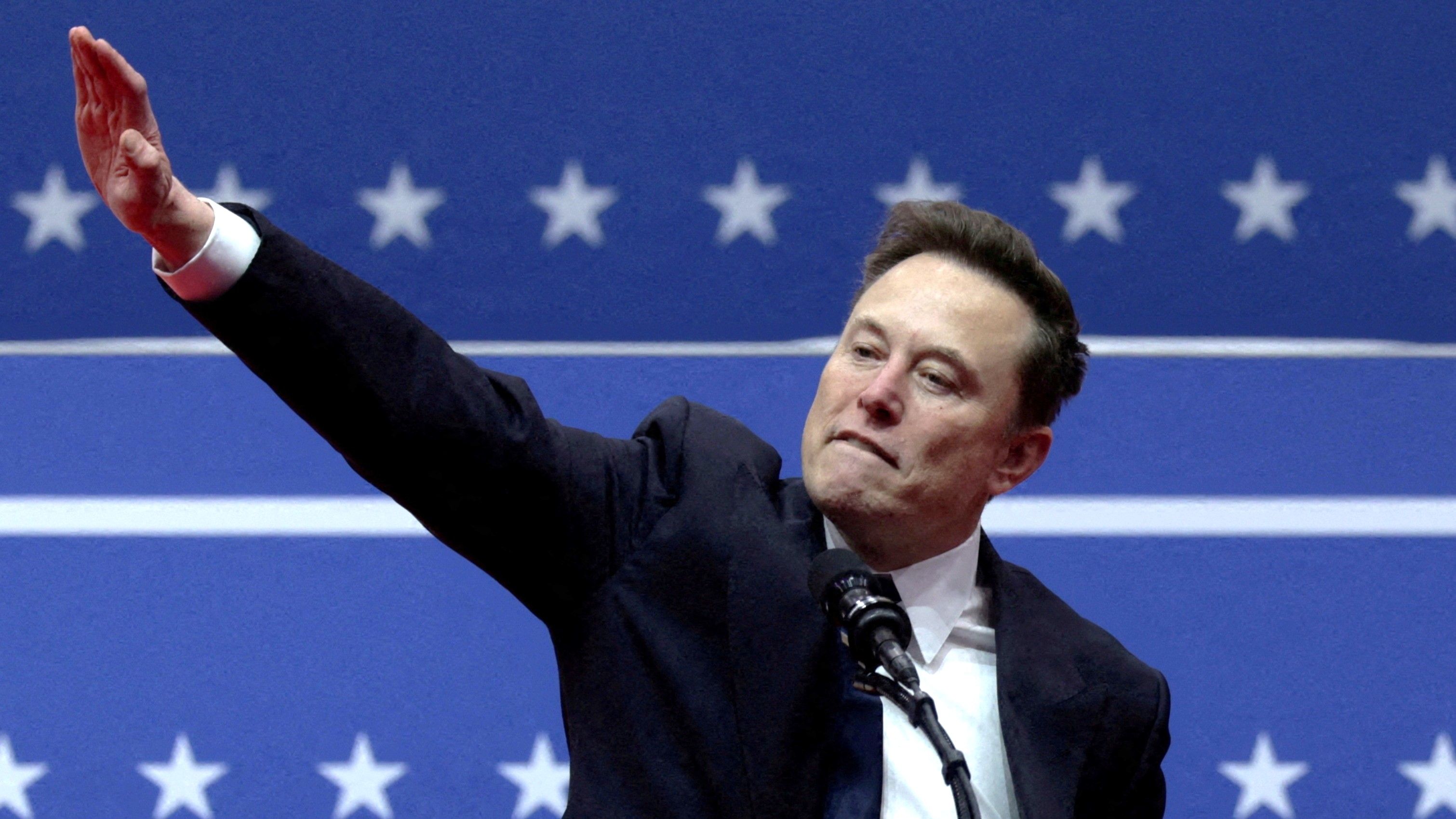 Elon musk salutes crowd