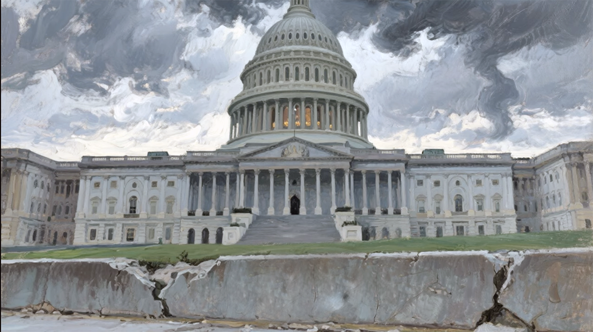Capitol building with crumbling