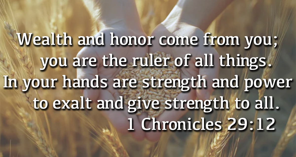 Give generously 1 chronicles 29 12