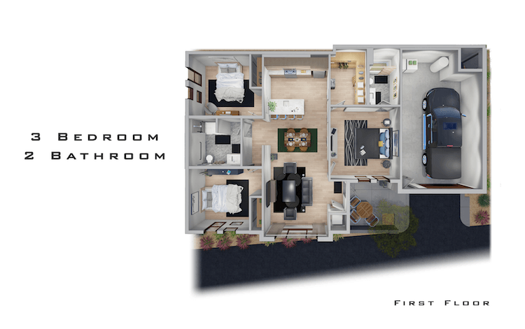 ANSI 3 Bed / 2 Bath floor plan