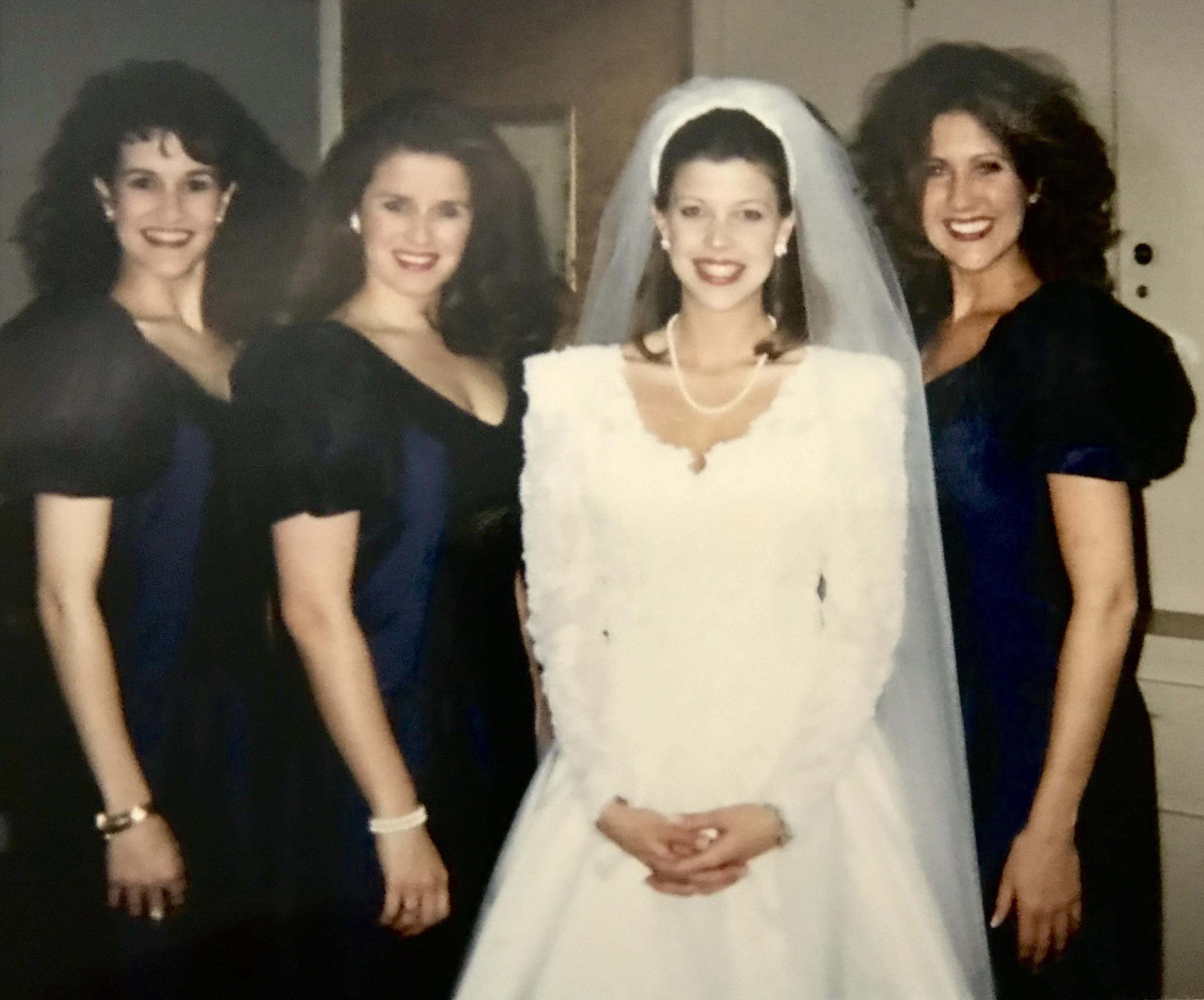 Here comes the beautiful bride - Miss Wendy Godwin flanked by her bridesmaids!