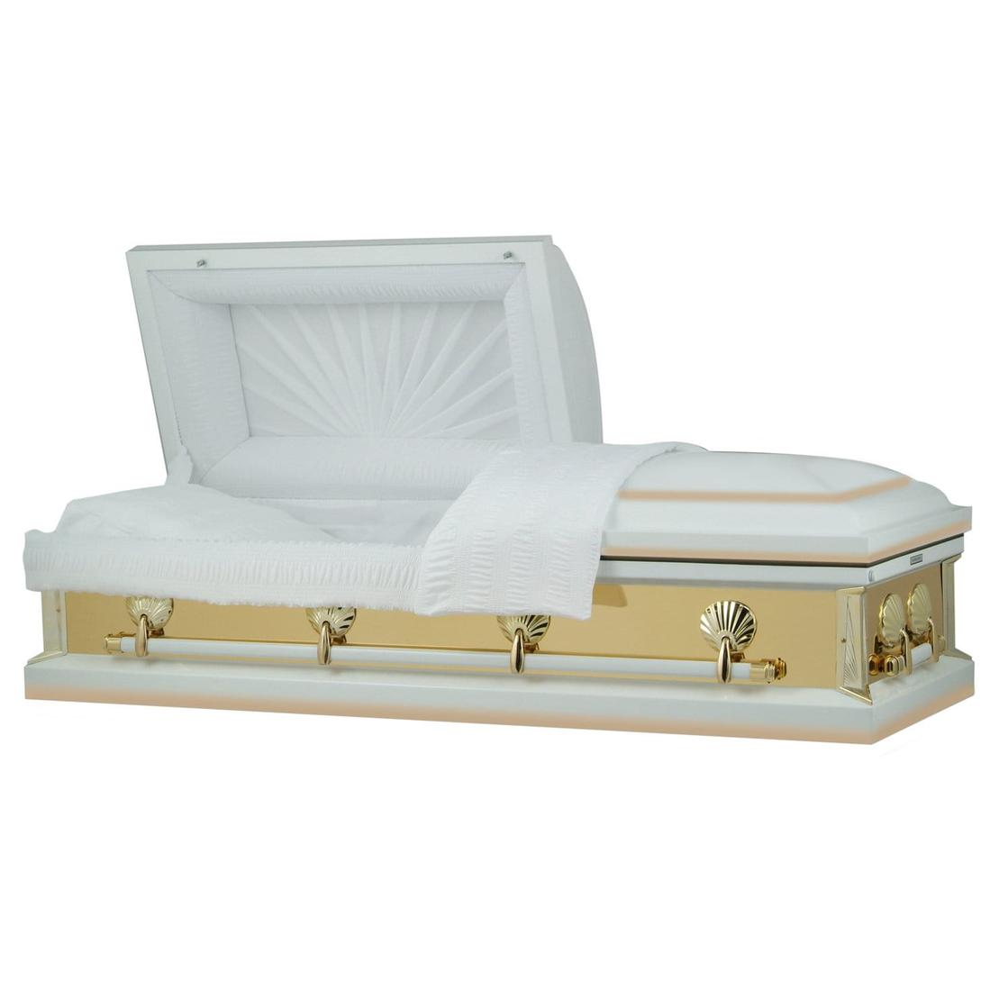 Photo of Titan Reflections Series | White and Gold Steel Casket with White Interior