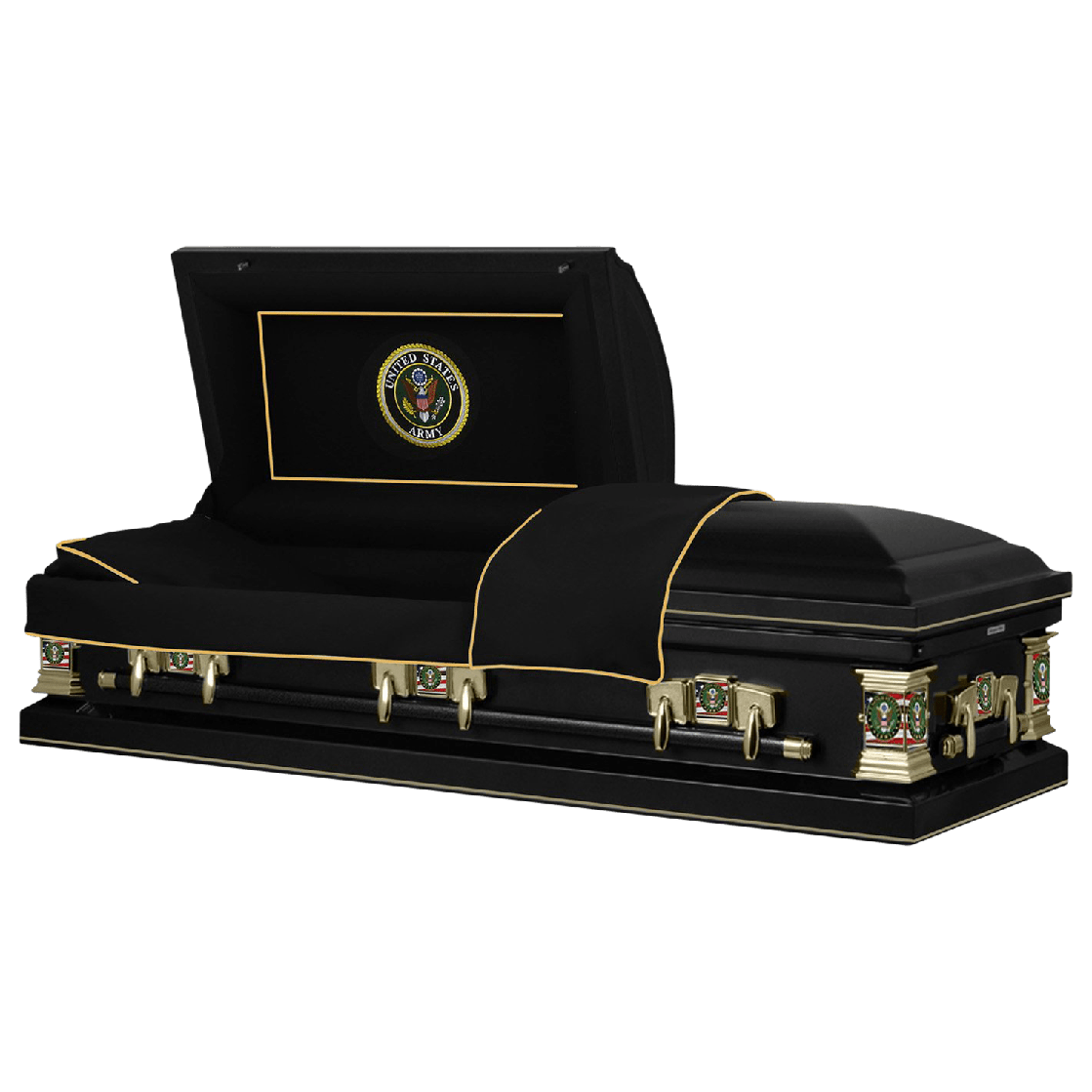 Titan Veteran Select Army Black Steel Casket With Black Interior