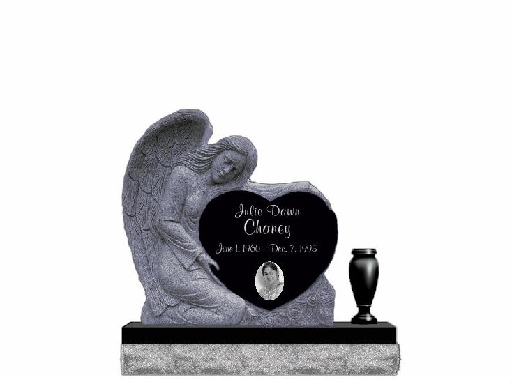 Sculpted Angel Heart Single Upright Monument | Ever Loved