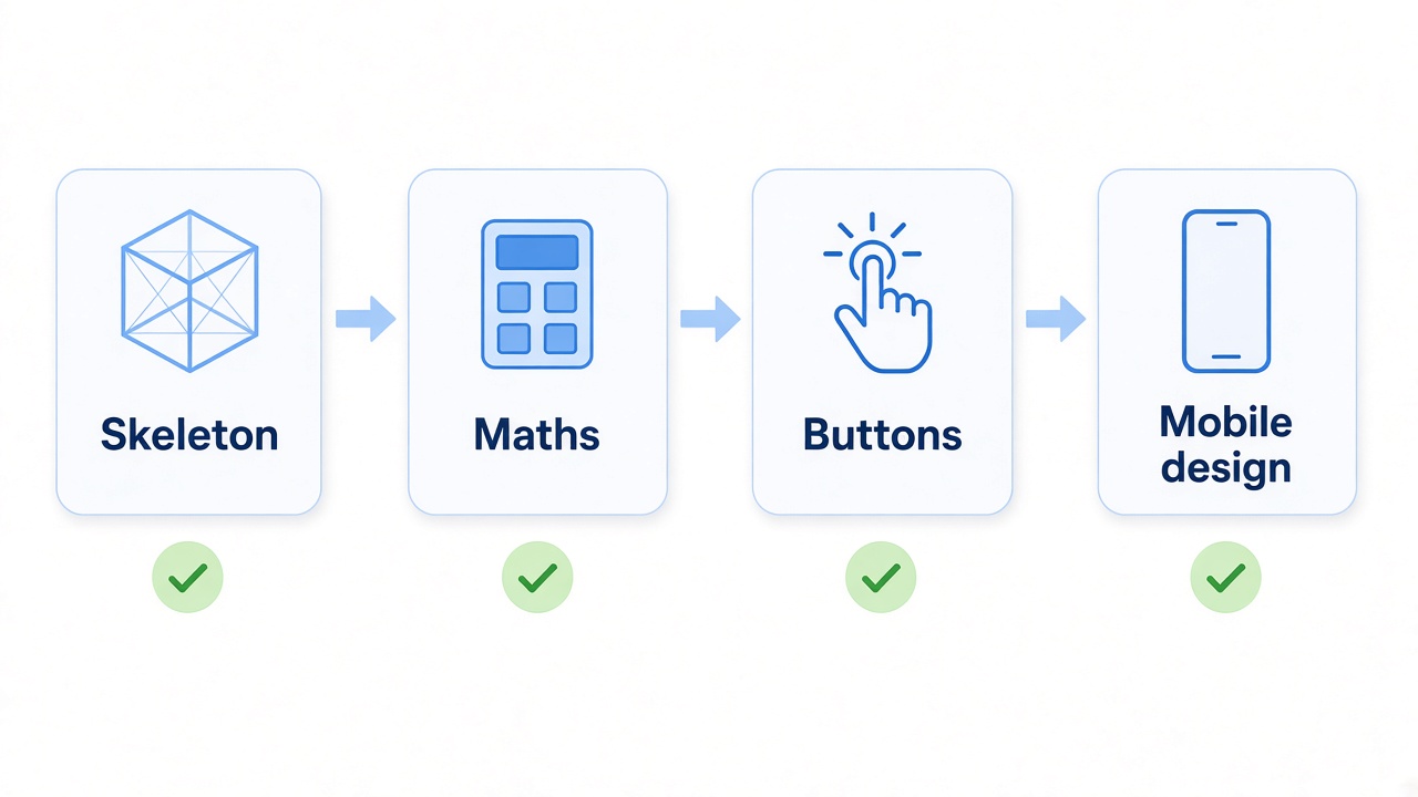 Build the app in four small slices, testing after each one