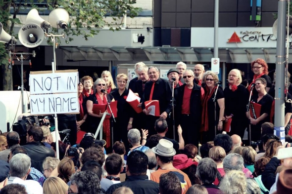 at the Palm Sunday Rally in Melbourne 2014