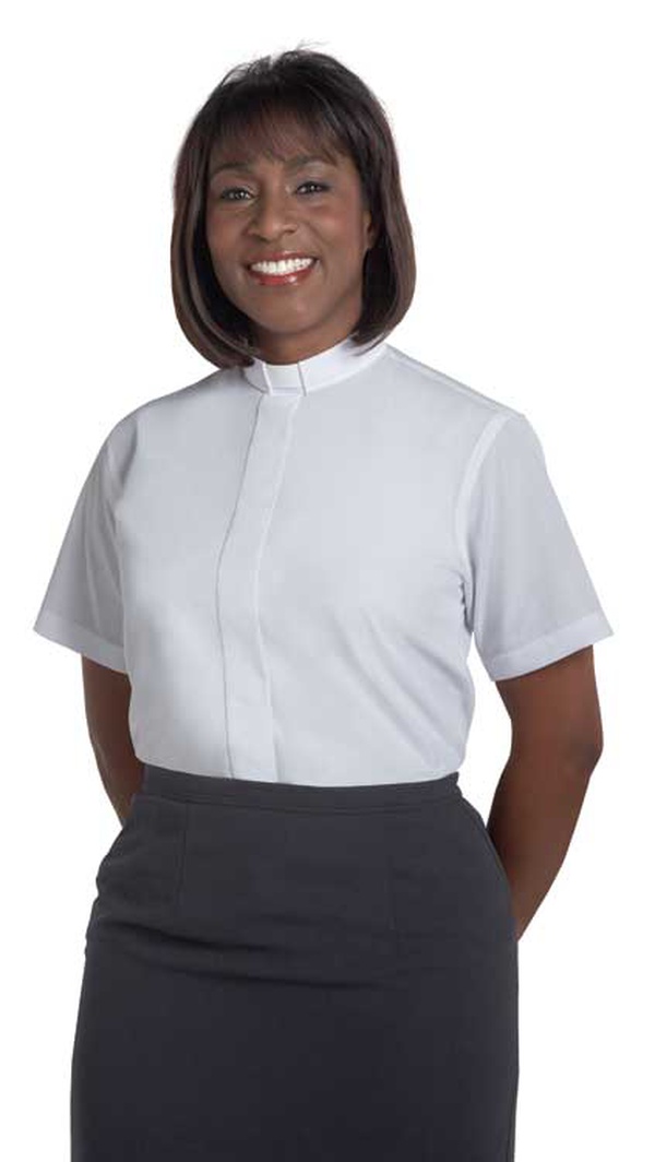 Murphy Women's Short Sleeve Tab Collar Clergy Shirt, White Church Partner