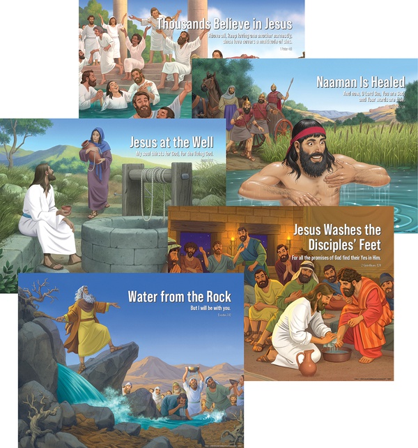 God's Living Water Bible Story Posters (Set of 5) Church Partner