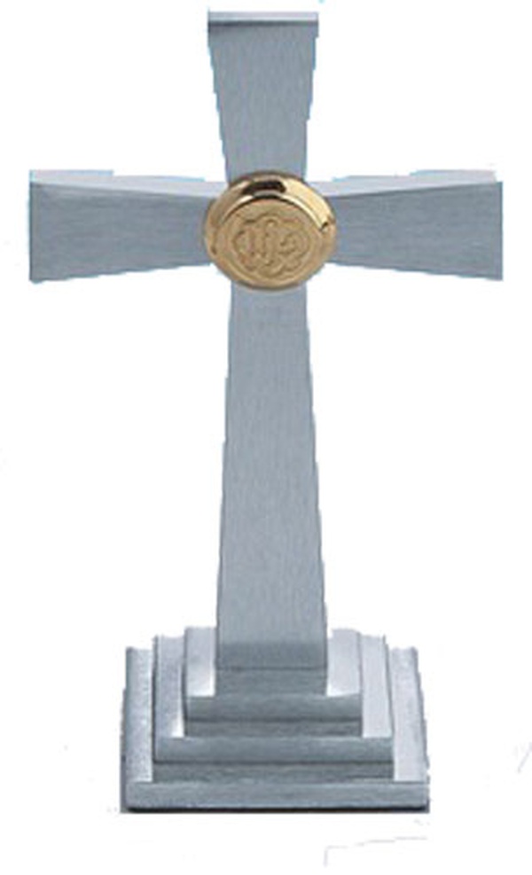 Silvertone Aluminum Miniature Altar Cross Church Partner