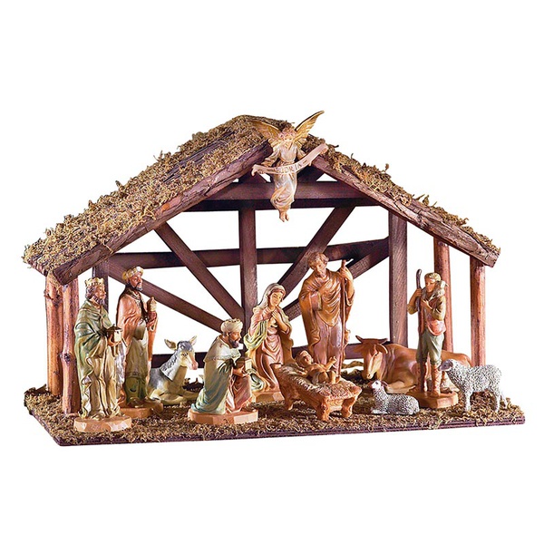12-Pc Nativity Set with Wood Stable | Church Partner