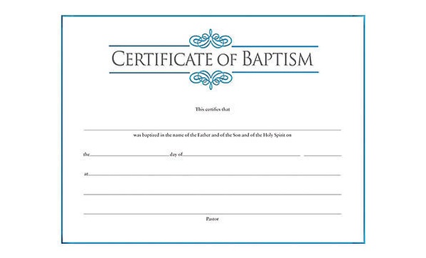 Baptism Certificate w/Blue Foil Embossing | Church Partner