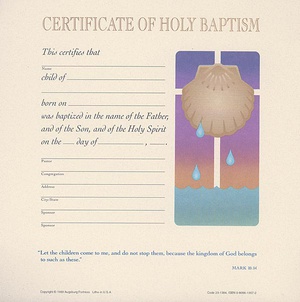 Celebration Certificate of Baptism by Augsburg Fortress (Child) 12/pk ...