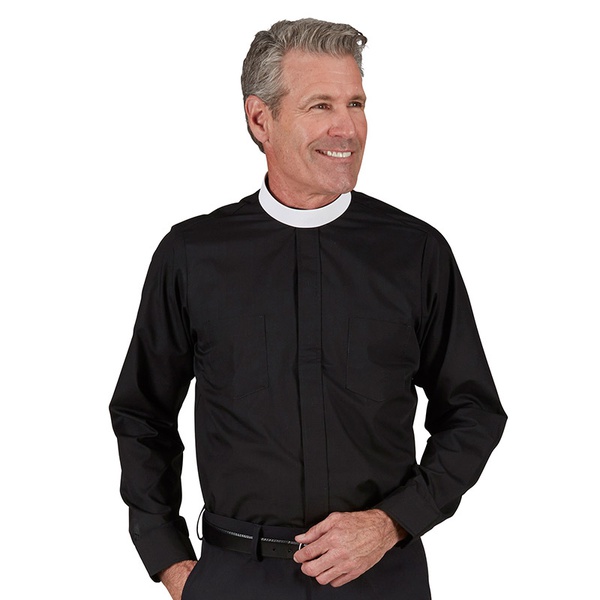 R.J. Toomey Men's Long Sleeve Neckband Clergy Shirt Black Church