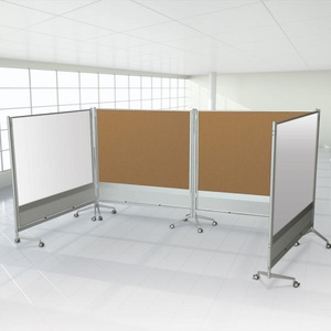 D.O.C Partition, Porcelain Whiteboard - Natural Cork - Deluxe Alum Frame, 6' x 6', Balt, Mooreco