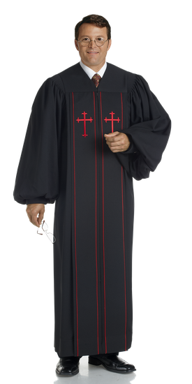 Pulpit Robe - Black with Red Crosses