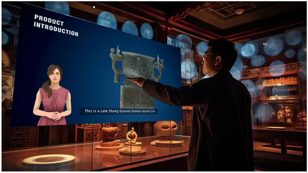 Interactive exhibition booth with an AI avatar presenter