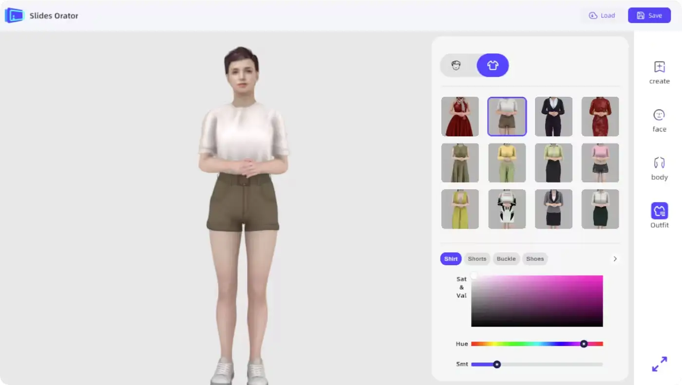 Step 3: Select hairstyle and clothing for your 3D avatar