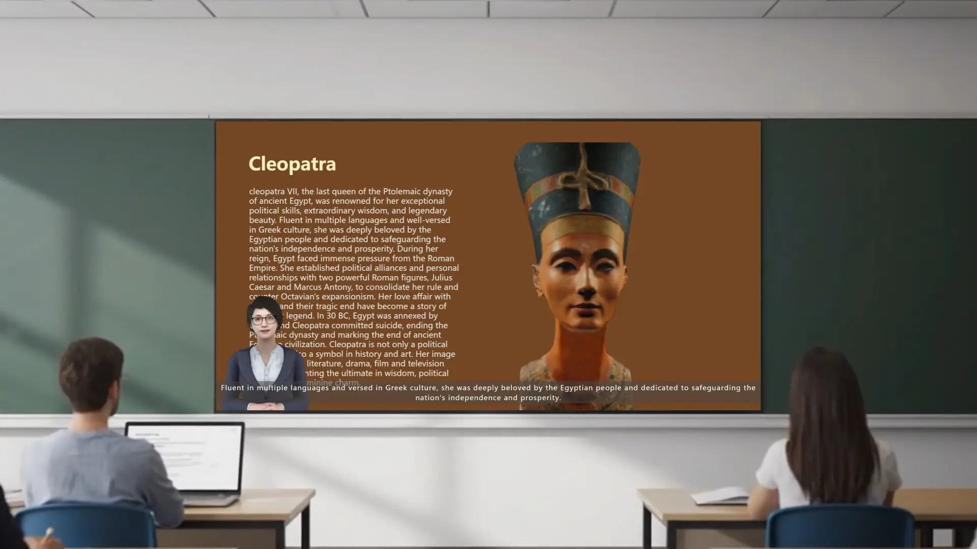 AI presenter introducing a product to an audience