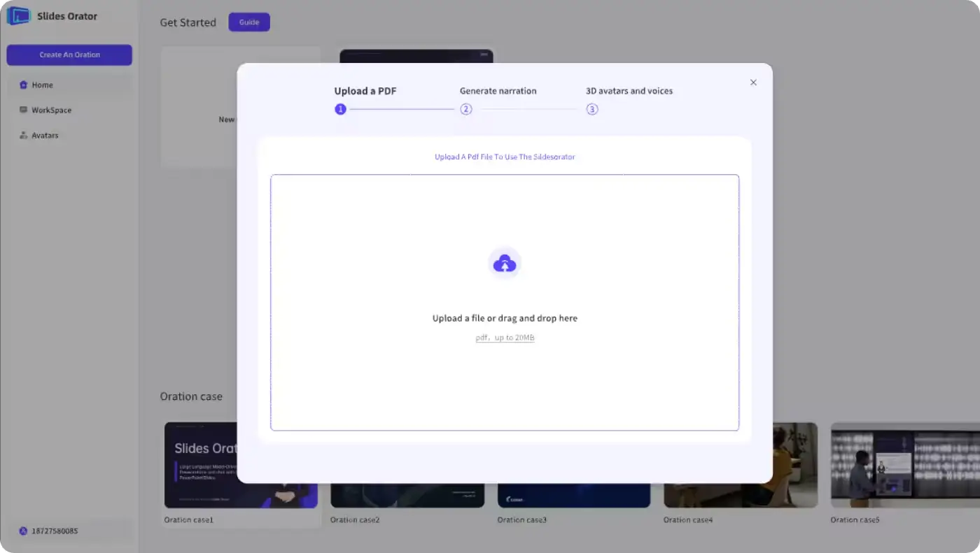 Uploading PDF slides into MyPresenter AI