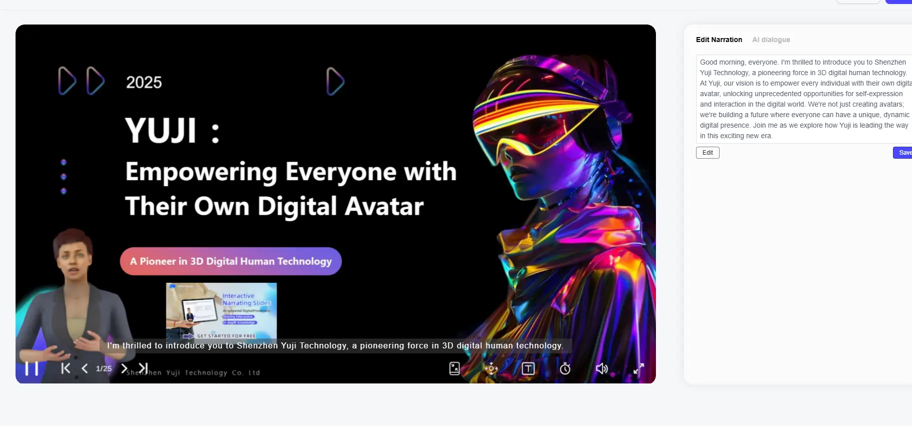 Presentation playback interface Presentation playback interface