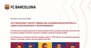 Spotify and FC Barcelona Announce a First-of-Its-Kind Partnership To Bring  Music and Football Together — Spotify