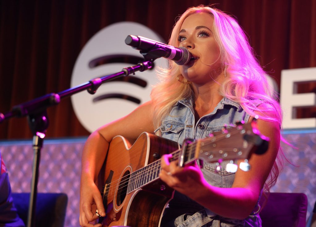 Megan Moroney performs on the Fresh Finds Rooftop at Spotify House during CMA Fest at Ole Red