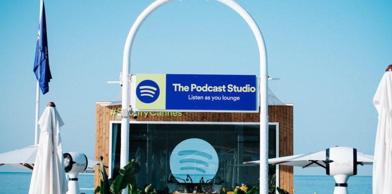 Podcasting studio at Spotfiy Beach