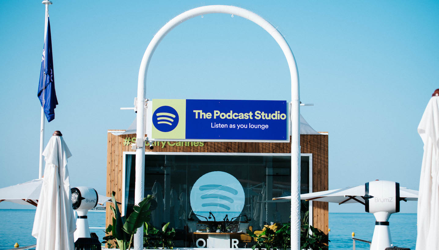 Podcasting studio at Spotfiy Beach
