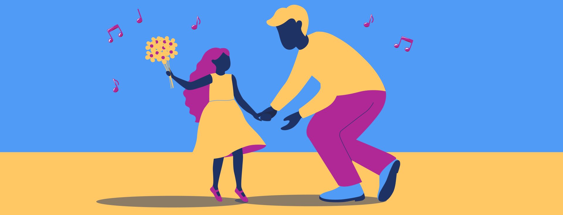 father and daughter dancing to music