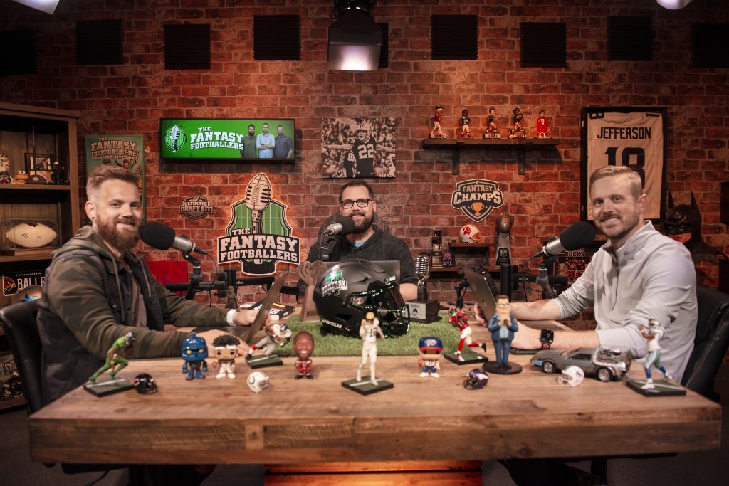 Andy Hollyway, Jason Moore, and Mike Wright, hosts of The Fantasy Footballers